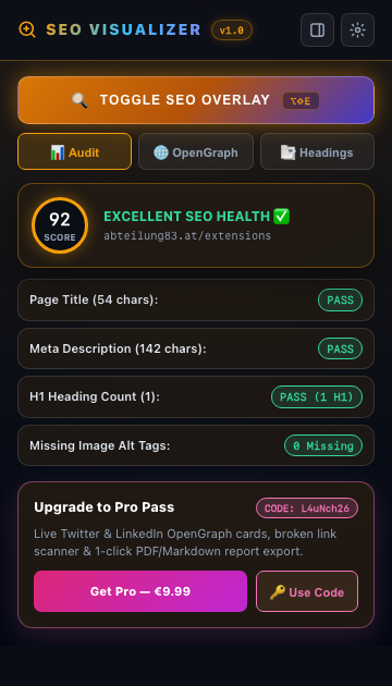 SEO Visualizer — Visual Heading Hierarchy Overlay & OpenGraph Social Card Inspector